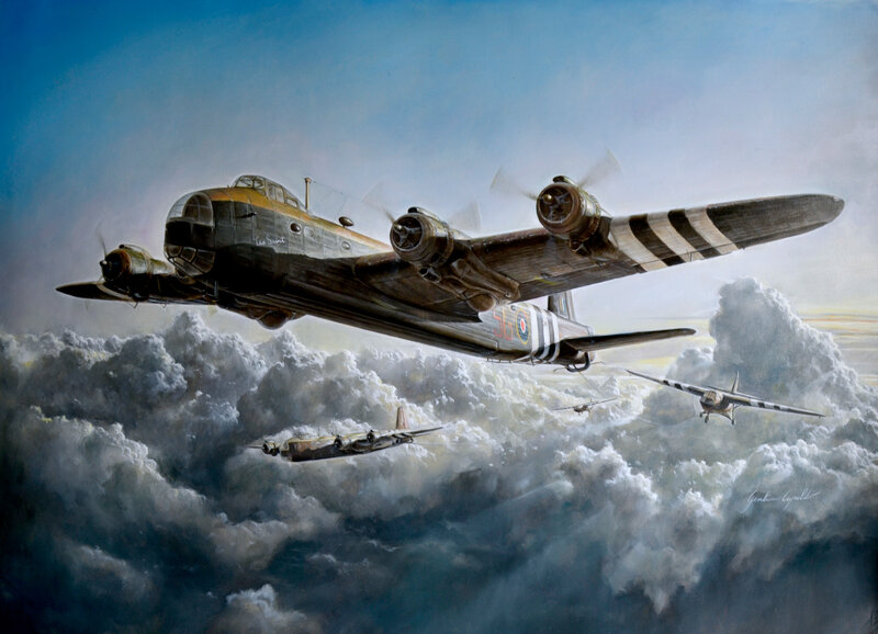 Bomber Aircraft in Formation — Blue