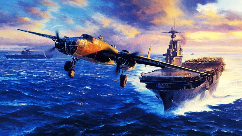 Bomber Aircraft Landing — Blue