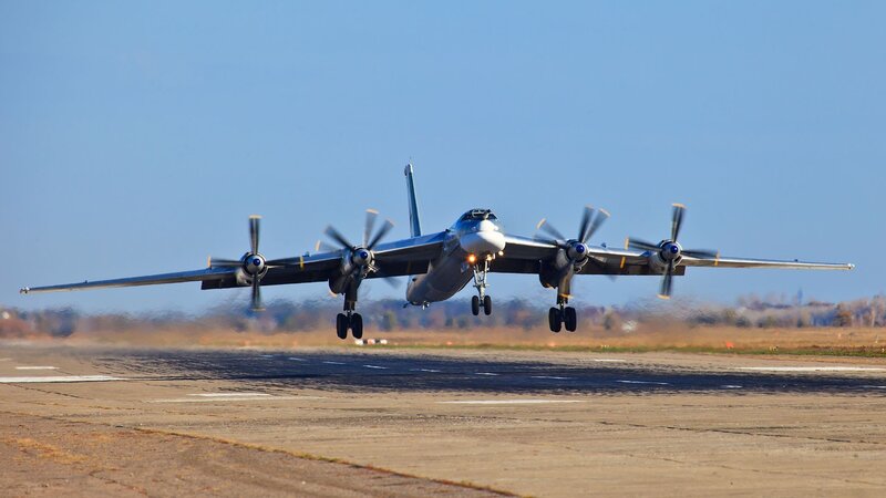 Bomber aircraft taking off
