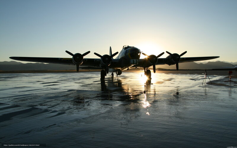 Bomber Airplane on Tarmac — Blue