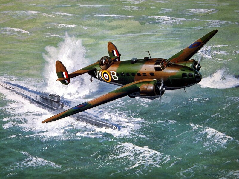 Bomber attacking submarine