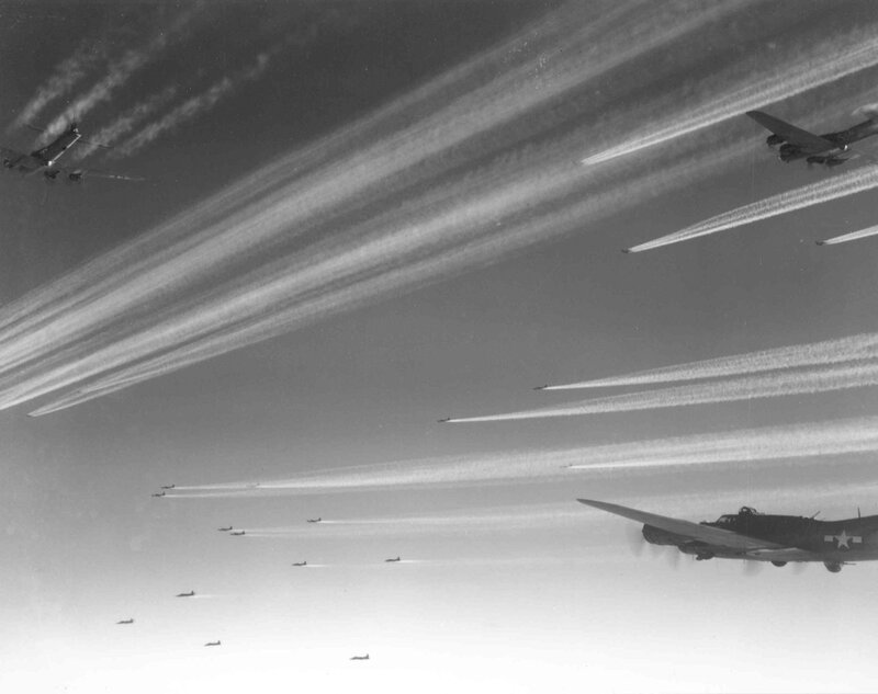 Bomber formation in flight