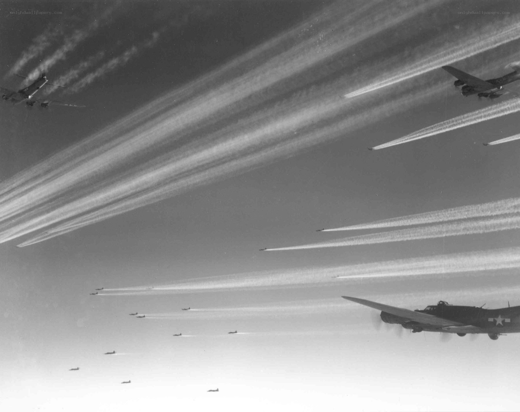 Bomber formation in flight