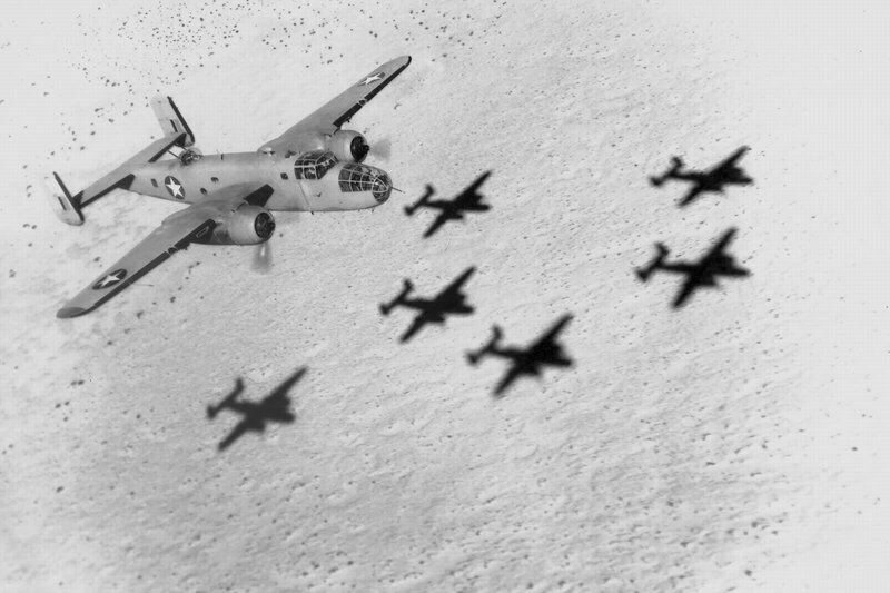 Bomber formation in flight