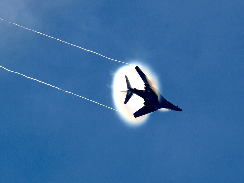 Bomber jet in blue sky