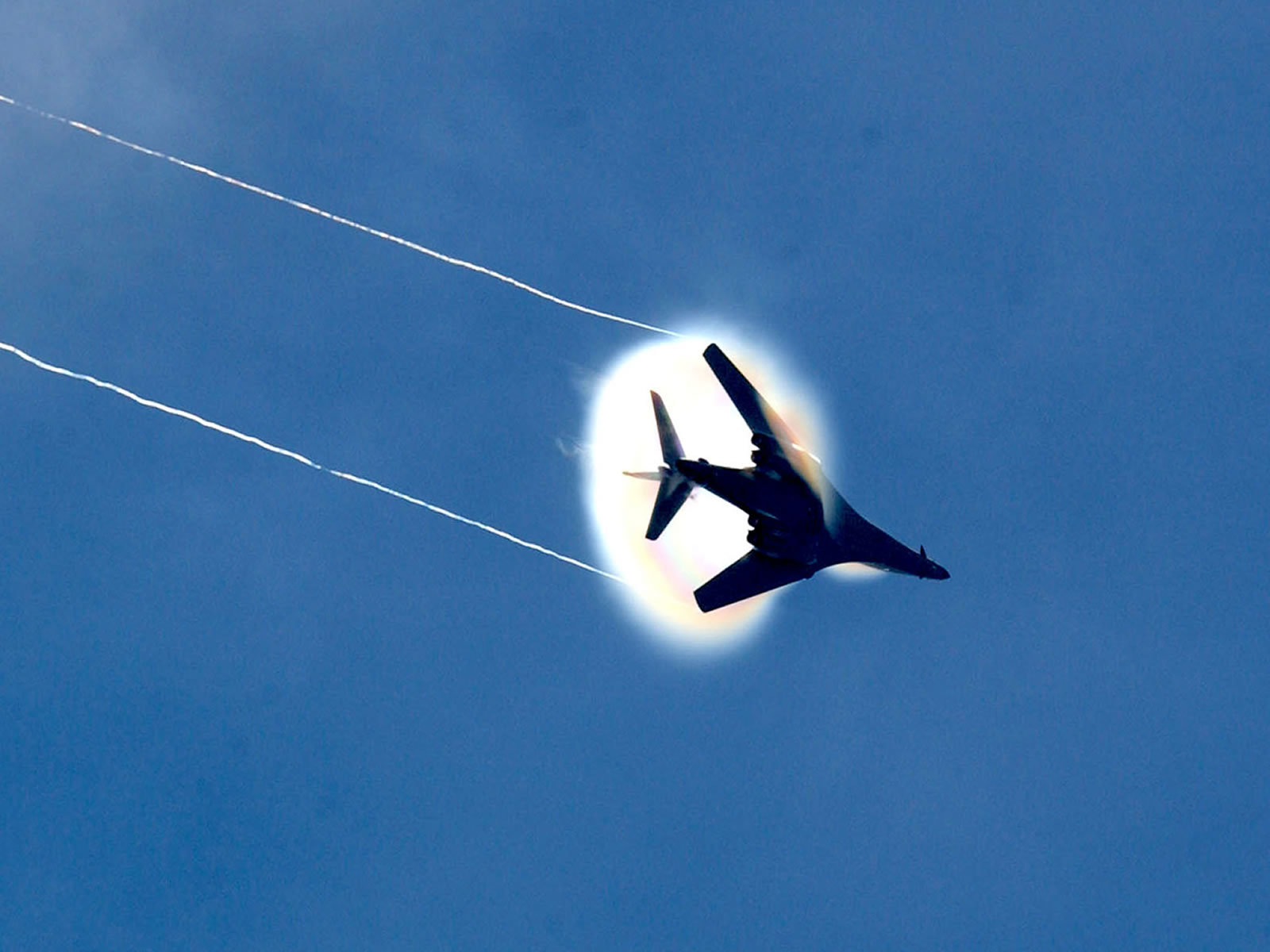 Bomber jet in blue sky