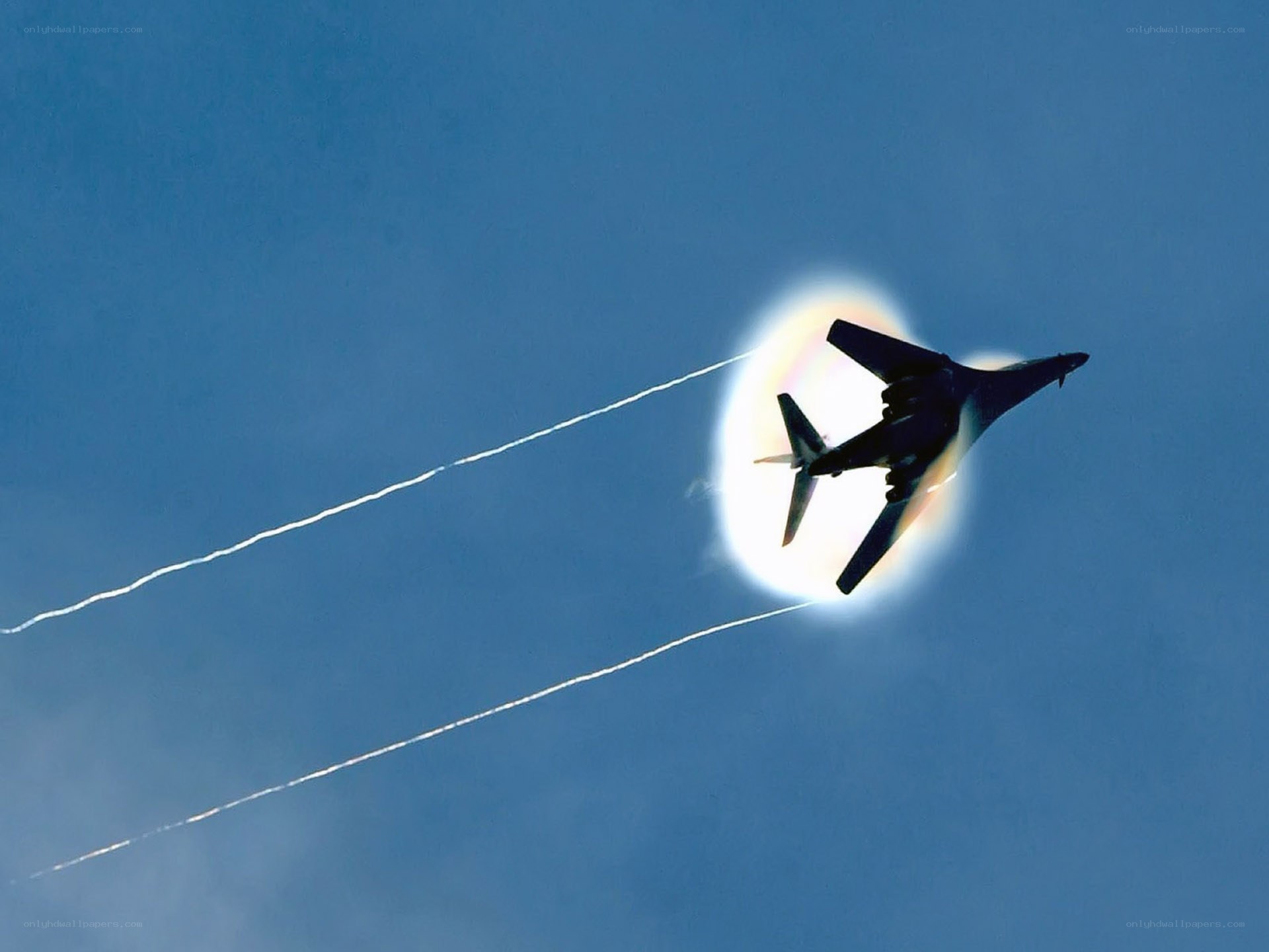 Bomber jet in flight