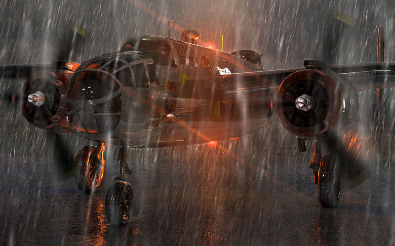 Bomber Plane in Rain