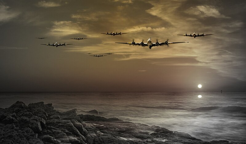Bomber Planes Flying — Brown