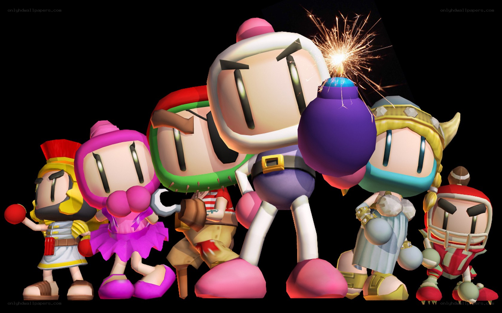 Bomberman characters in costumes