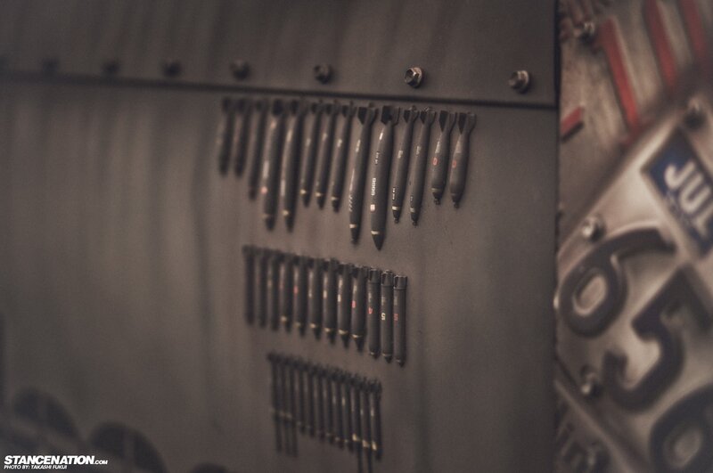 Bombs on a metal wall