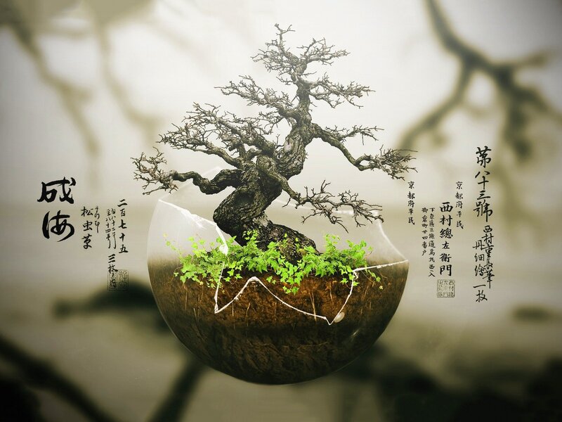 Bonsai Tree in Cracked Sphere