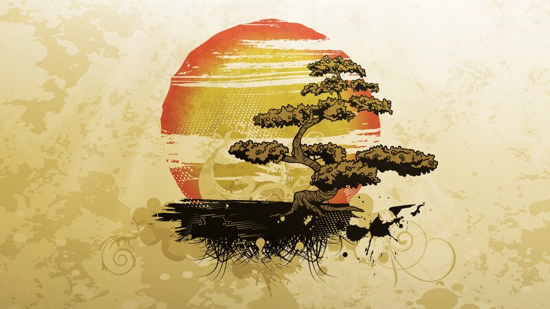 Bonsai Tree in Front of Sun