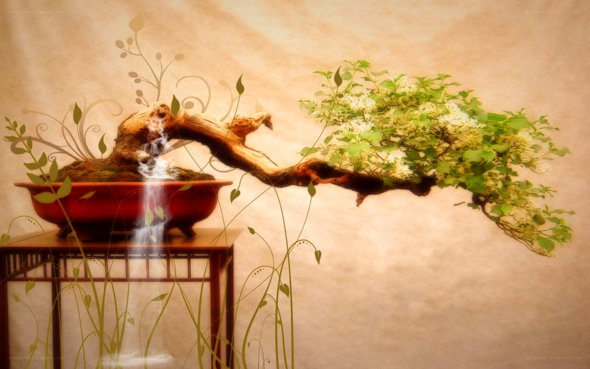 Bonsai with Waterfall Art