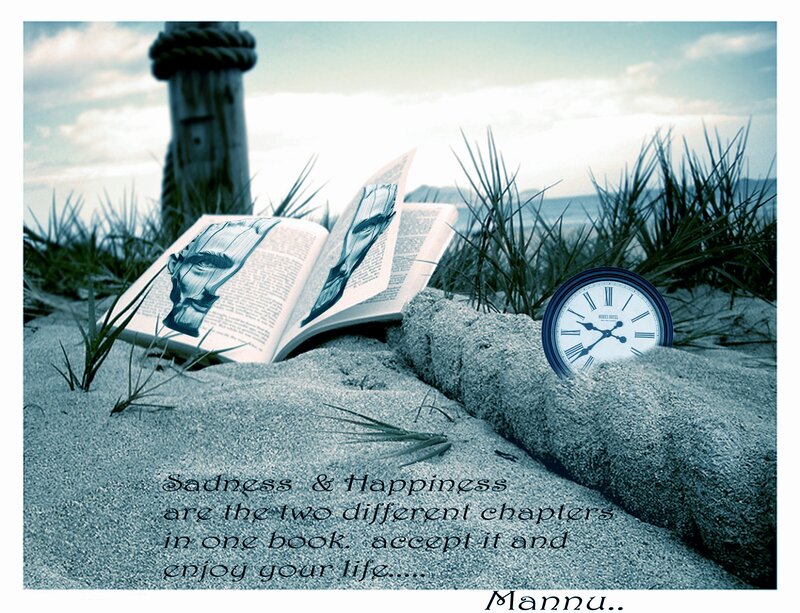 Book and Clock on Beach — Blue