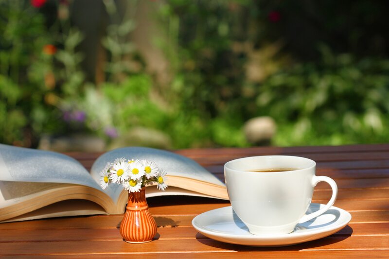 Book and Coffee Cup — Brown