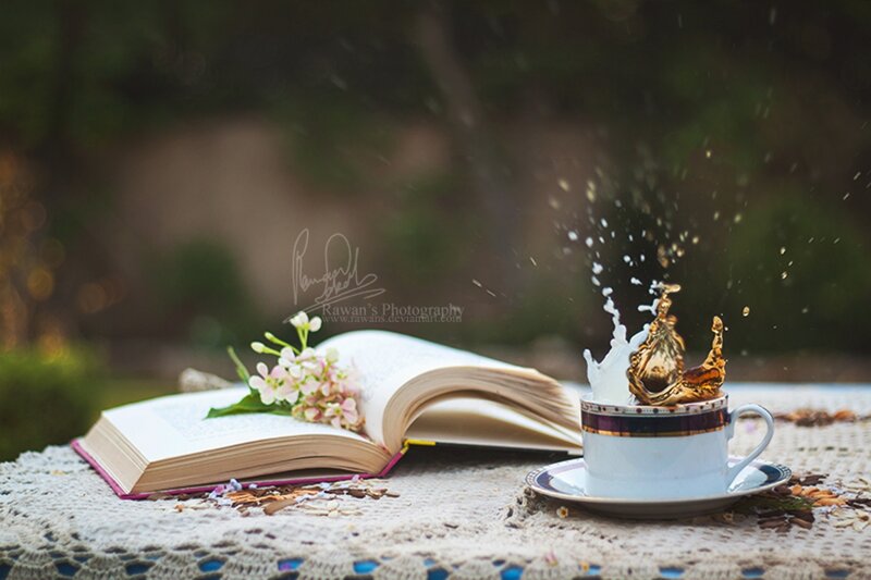 Book and Tea Cup — White