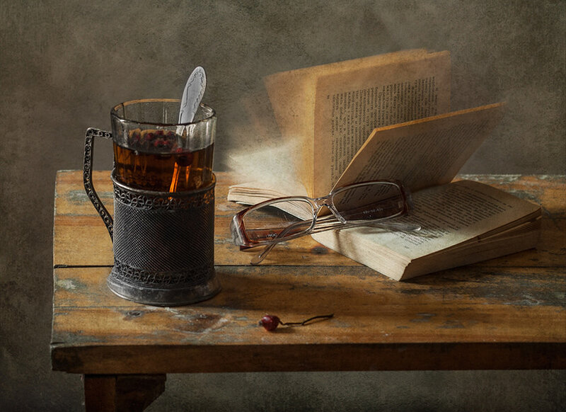 Book and Tea on Table