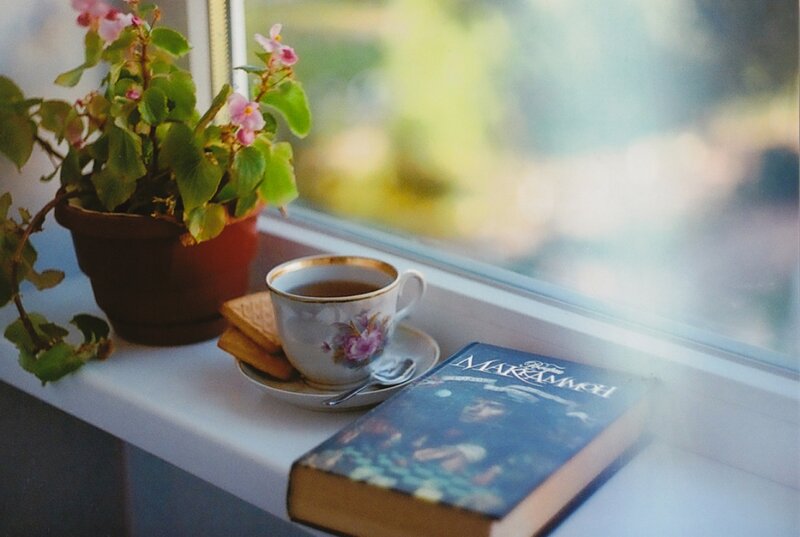 Book and Tea on Windowsill