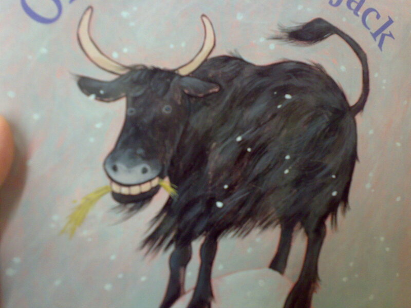 book cover with bull illustration