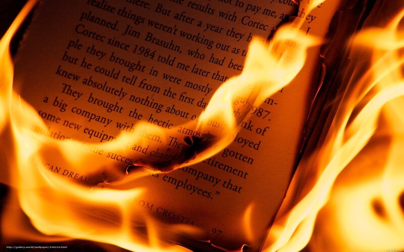 Book on fire