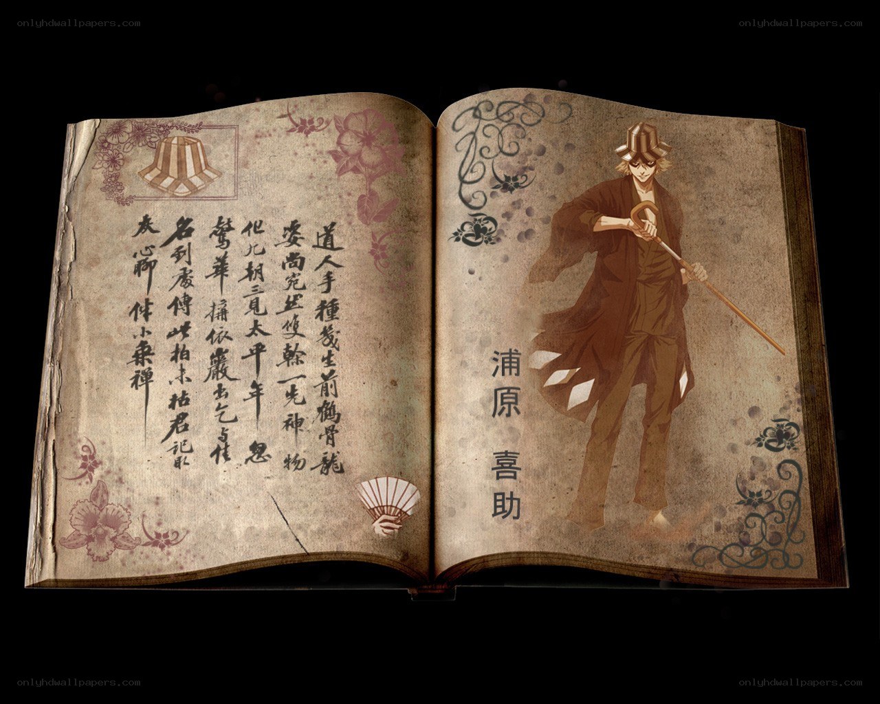 Book page with anime character