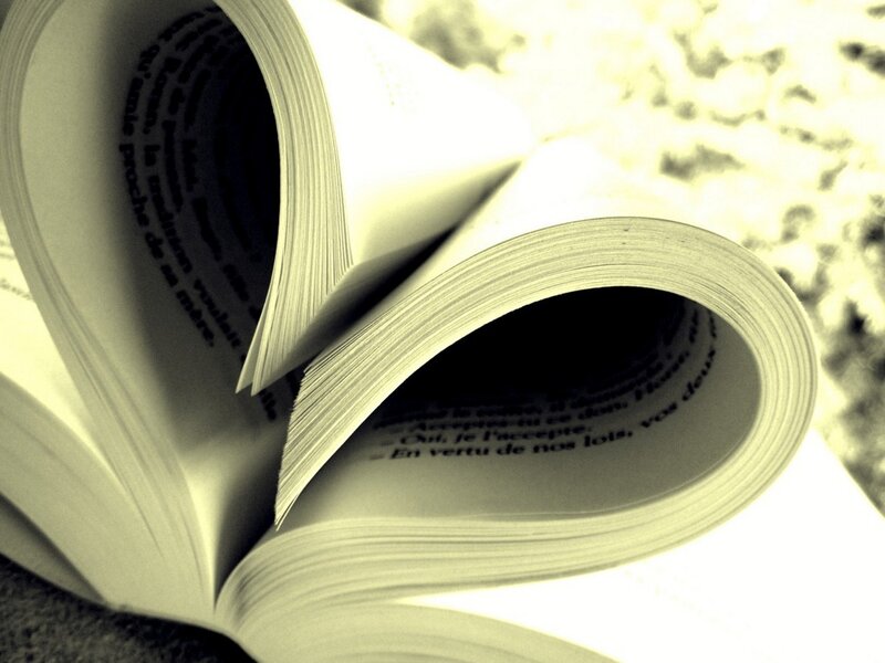 Book pages folded into a heart