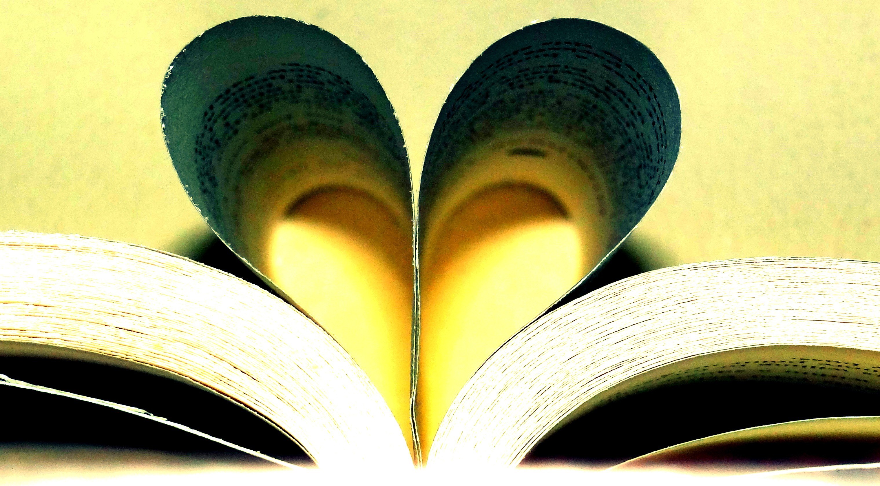 book pages folded into a heart
