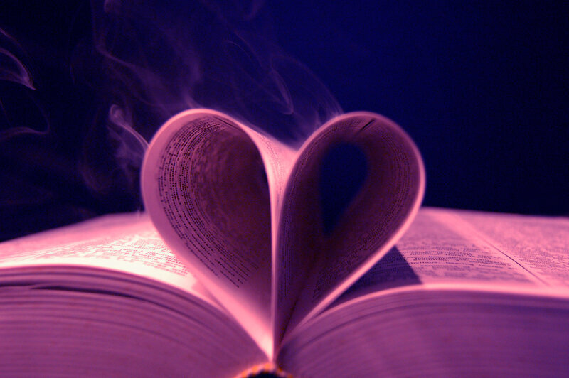 book pages folded into a heart