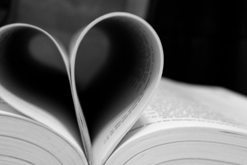 book pages folded into heart