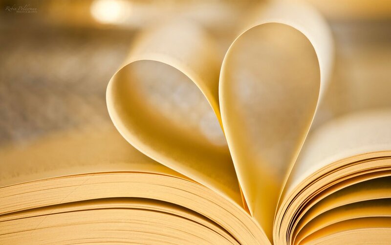 Book Pages Folded into Heart — Yellow