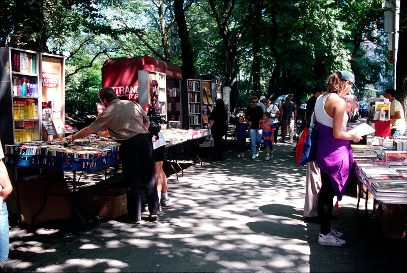 Book stalls in a park