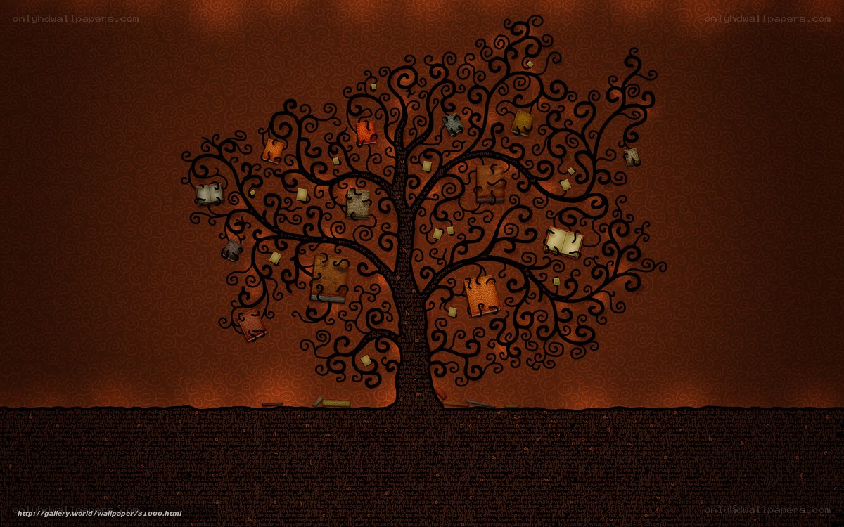 Book tree on brown background