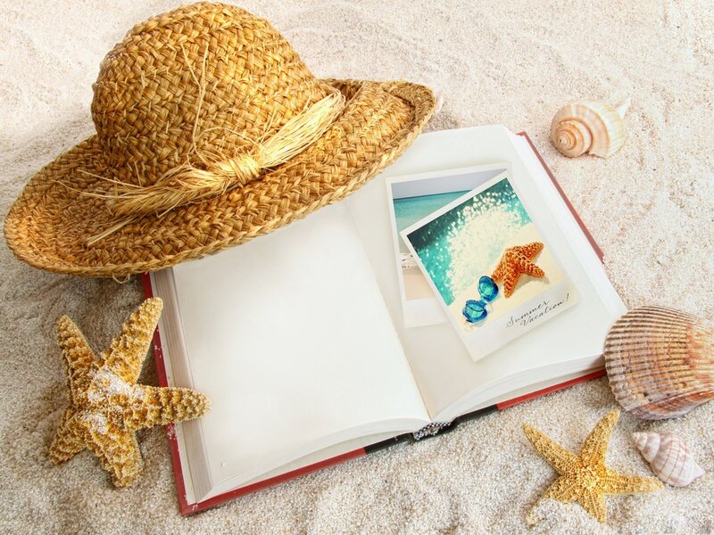 Book with Beach Items — Beige
