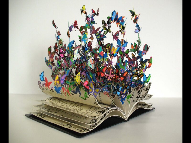 Book with Butterflies — White