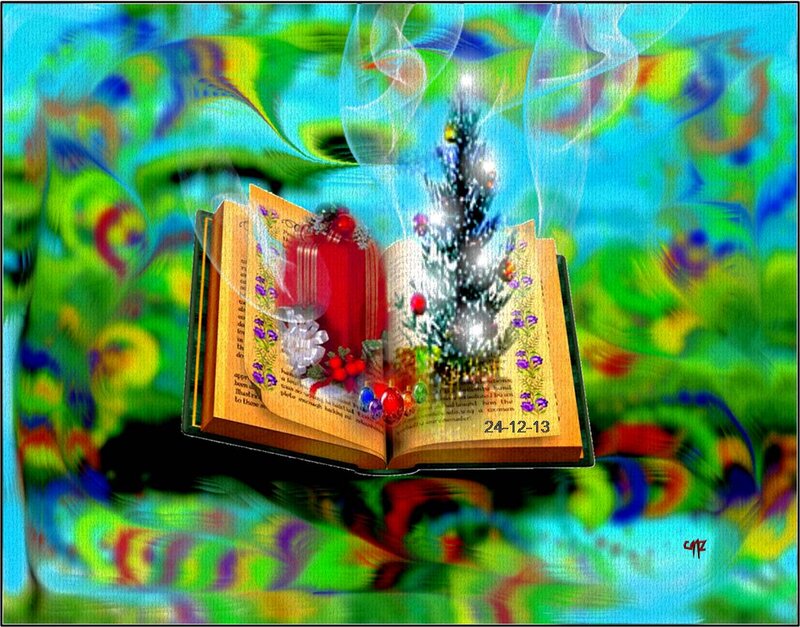 Book with Christmas Scene