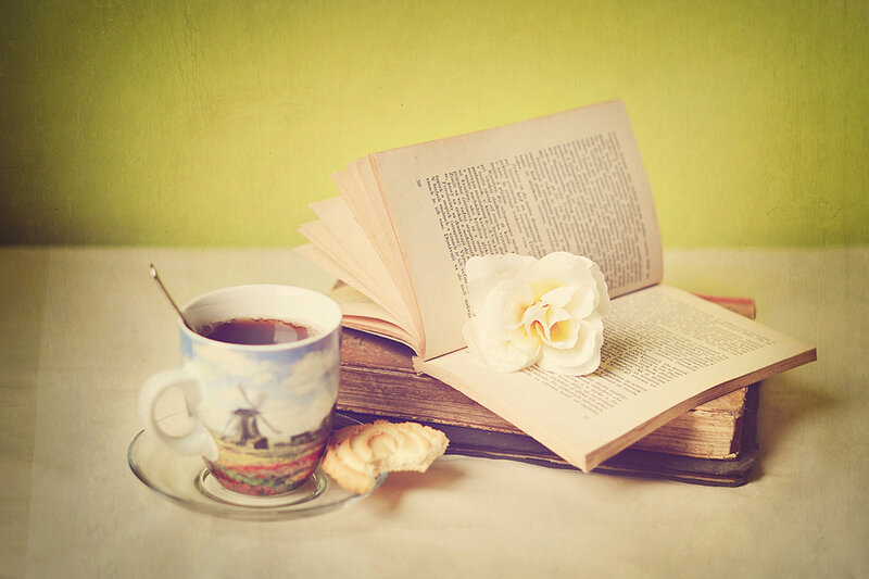 Book with Cup and Flower — Yellow