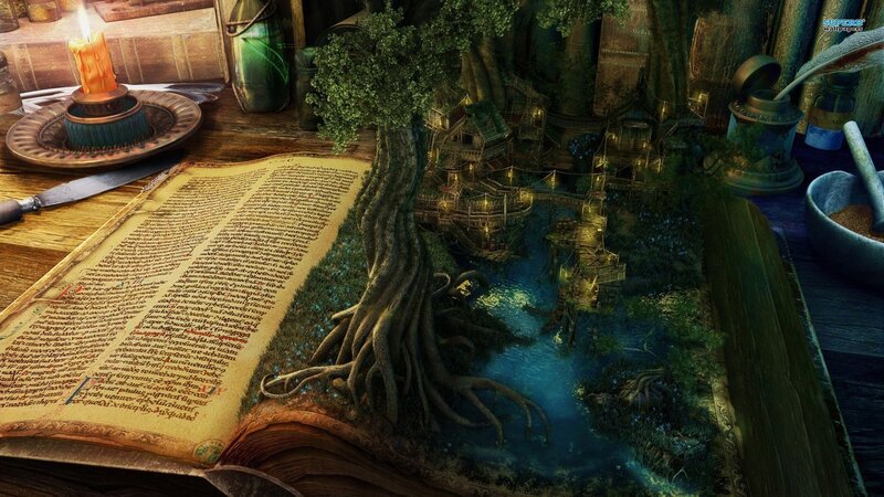 Book with Forest Scene — Brown, Mysterious, Night