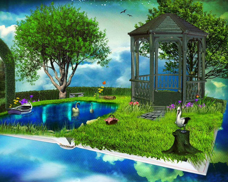 Book with Garden Scene