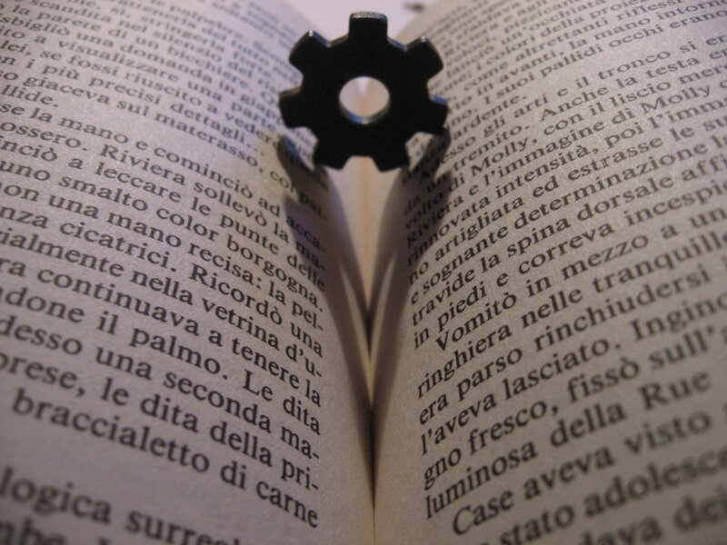 book with gear on page