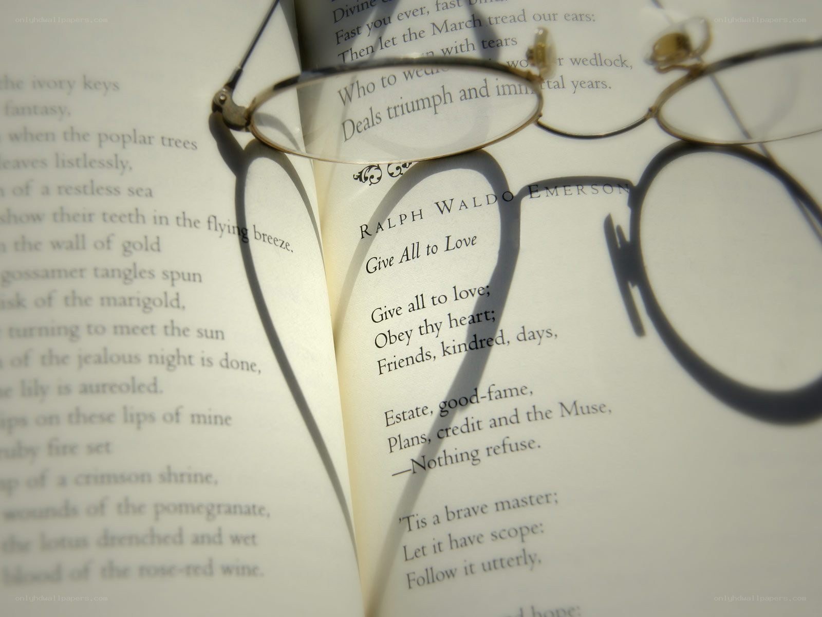 Book with glasses and poem