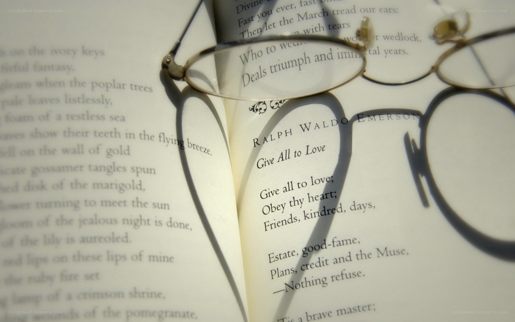 Book with glasses and poem