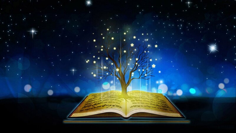 Book with Glowing Tree — Blue