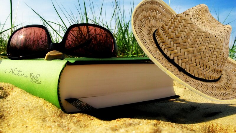 Book with Hat and Sunglasses — Green