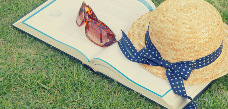 Book with Hat and Sunglasses