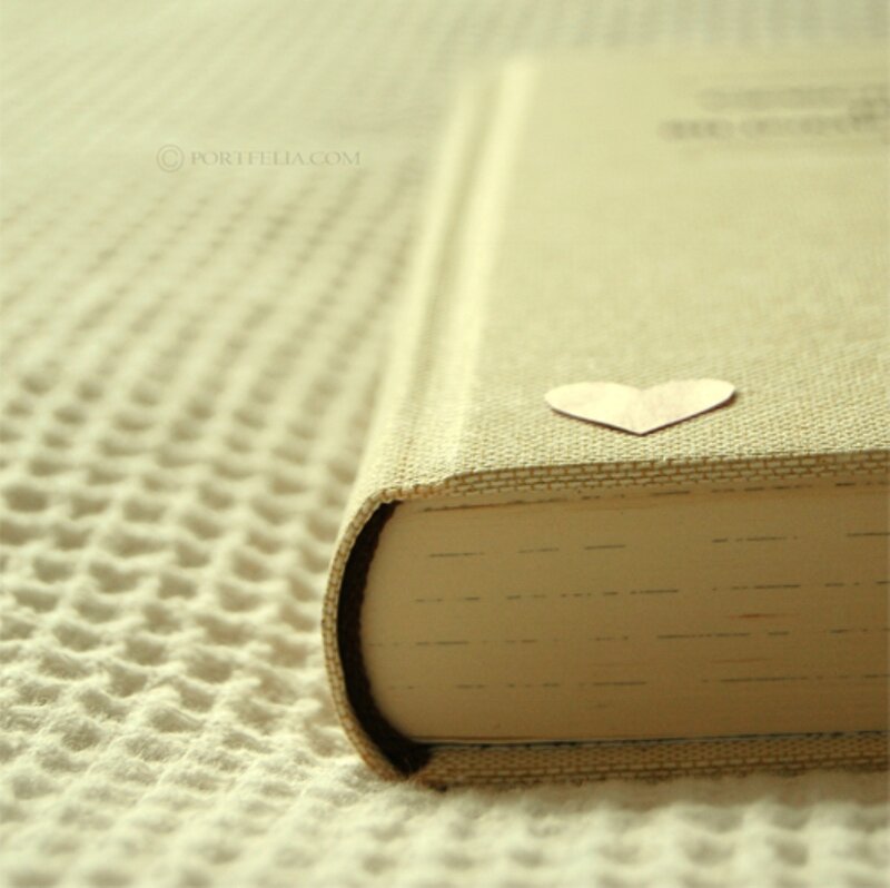 Book with Heart Bookmark — Beige