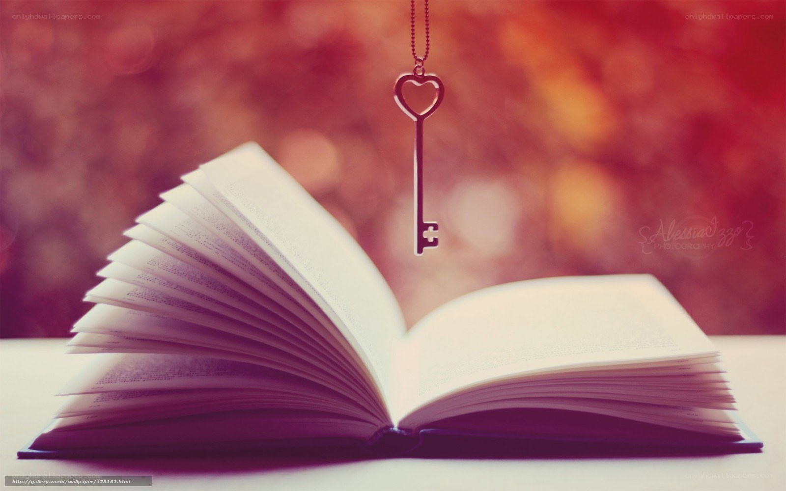 book with heart key pendant