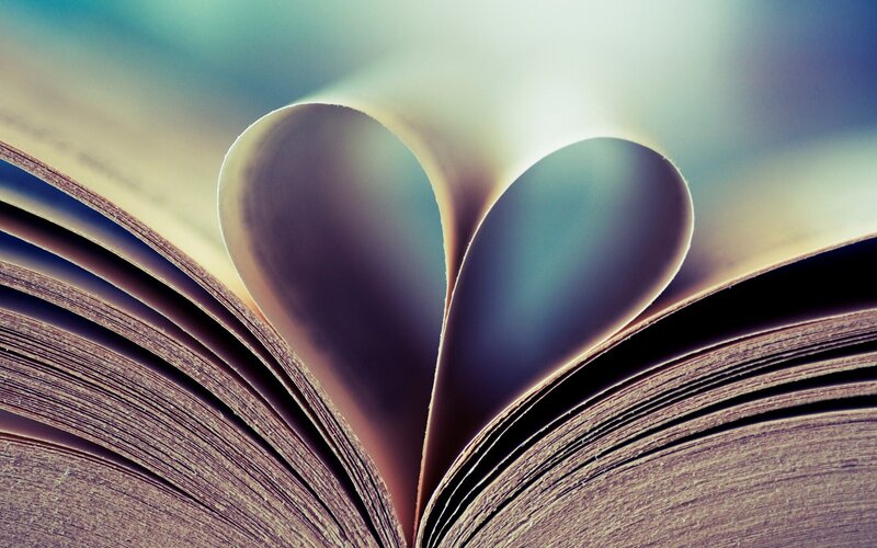 Book with Heart-shaped Pages — Brown, Serene, Photograph, Heart Shape, Blue, White