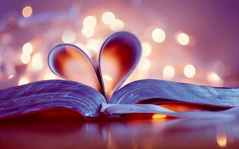 Book with Heart-shaped Pages — Purple, Romantic, Night, Photograph