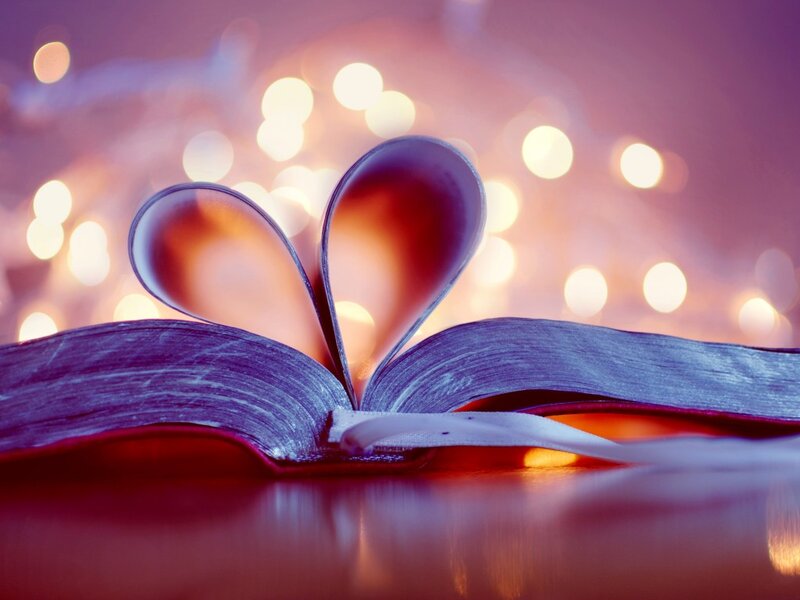 Book with Heart-shaped Pages — Purple, Romantic, Night